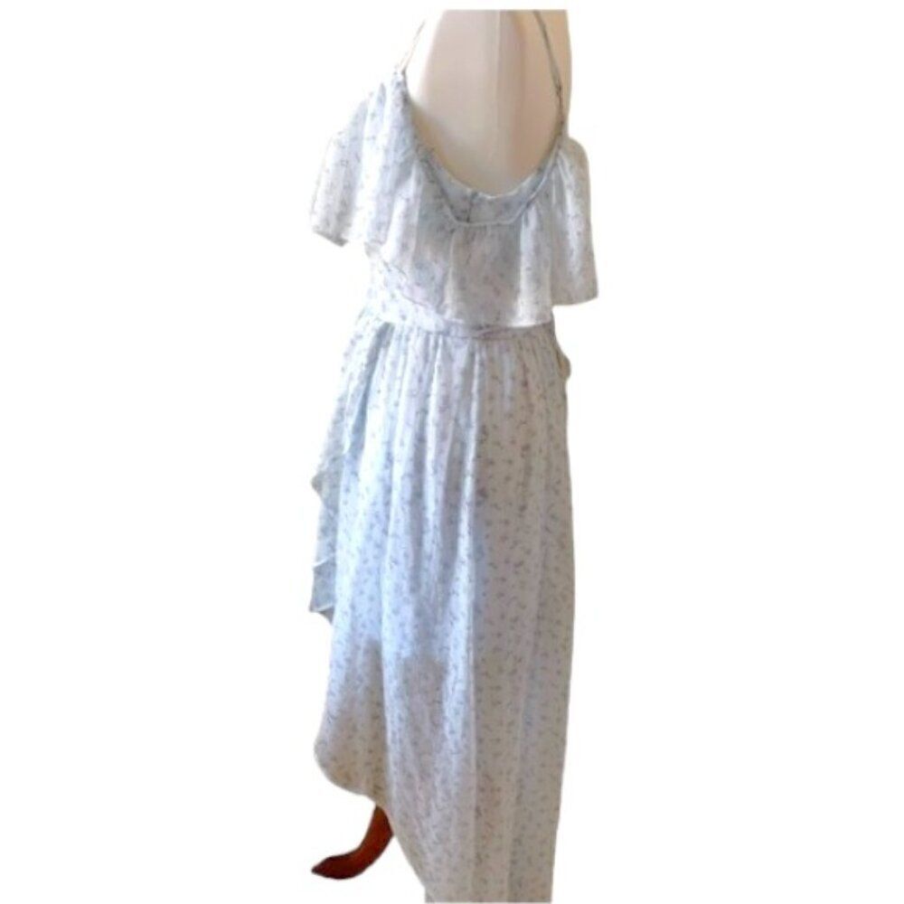 Abercrombie & Fitch Off the Shoulder High Low Blue Dress Chiffon Size XS - Picture 3 of 8